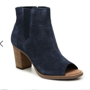 Toms Midnight Blue Peep Toe Ankle Boots